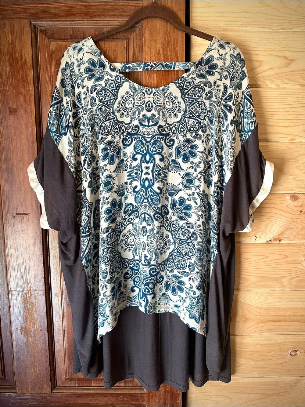 Johnny Was Biya Blue Paisley Medallion Boho Poncho Tunic Size M
